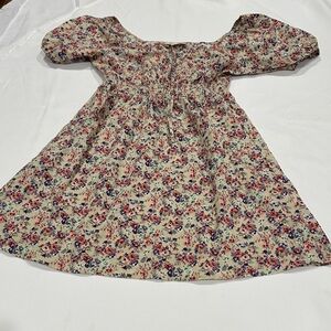 Charming Floral Kids Dress - Cream and Red